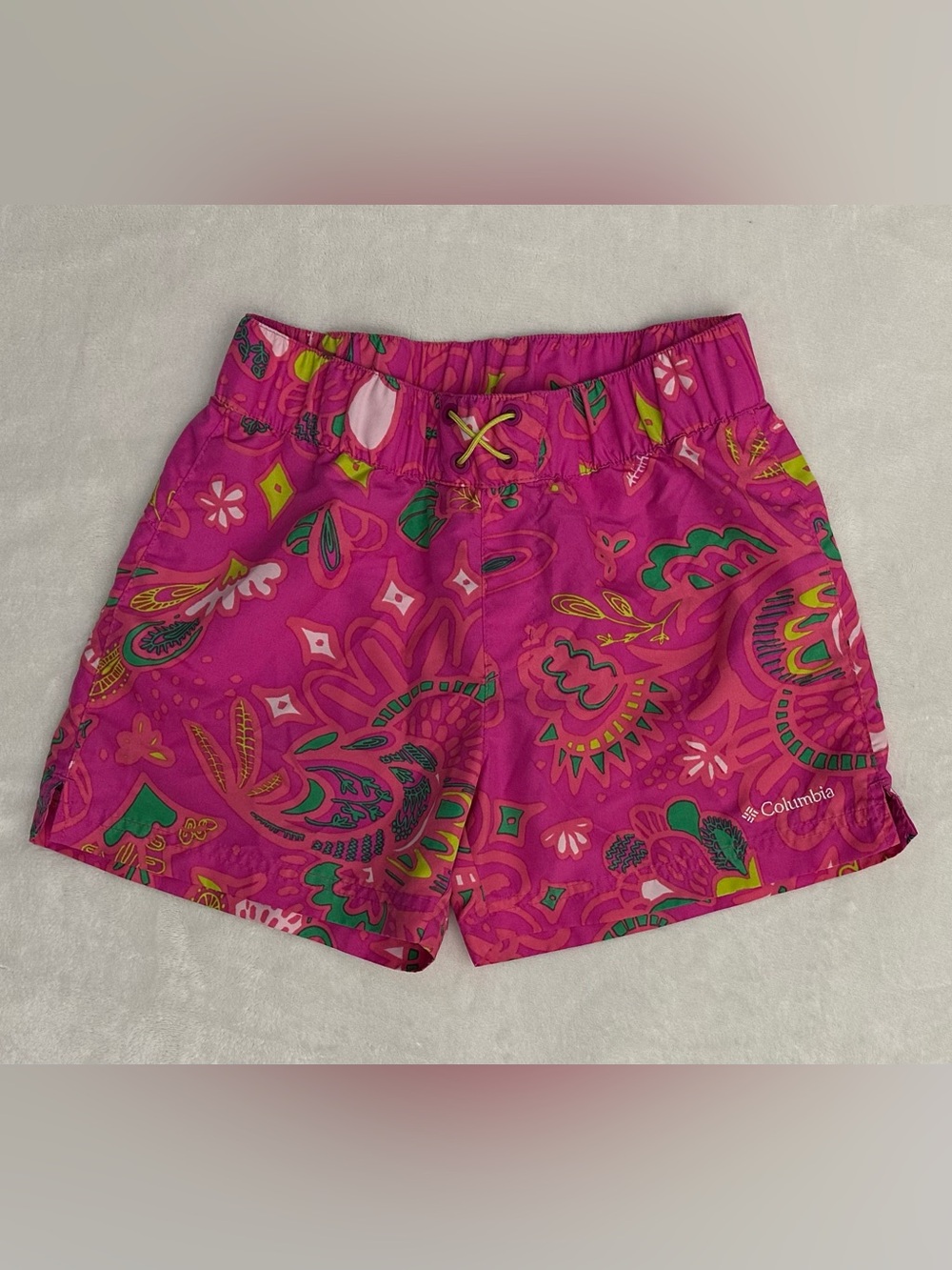 Columbia Girls Magenta Floral-Print Athletic Shorts
